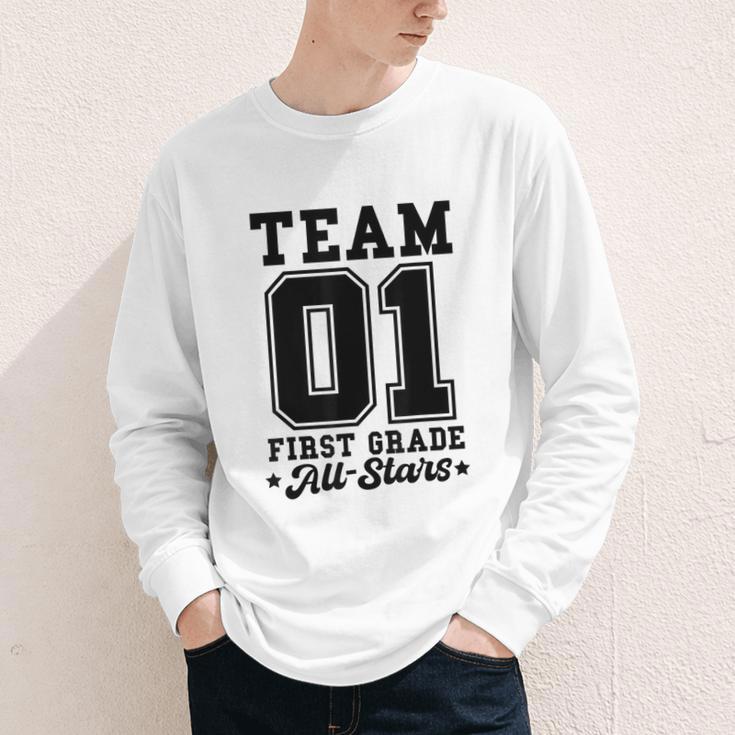 Team 1st Grade All-Stars Back To School Sports Jersey Youth Long Sleeve Tee