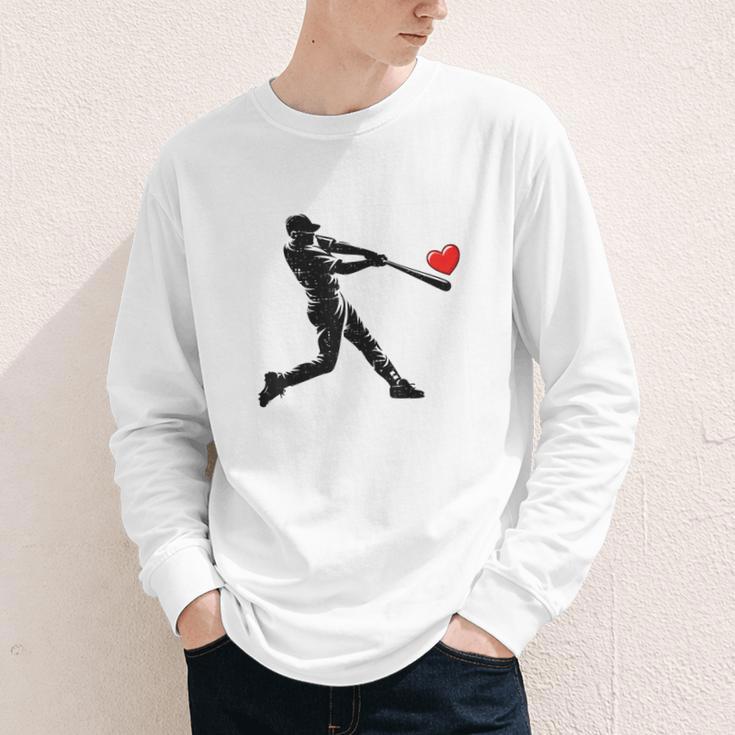 Valentines Day Baseball Batter Silhouette Heart Men Boys Kid Youth Long Sleeve Tee Valentines Day Baseball Batter Silhouette Heart Men Boys Kid Youth Long Sleeve Tee