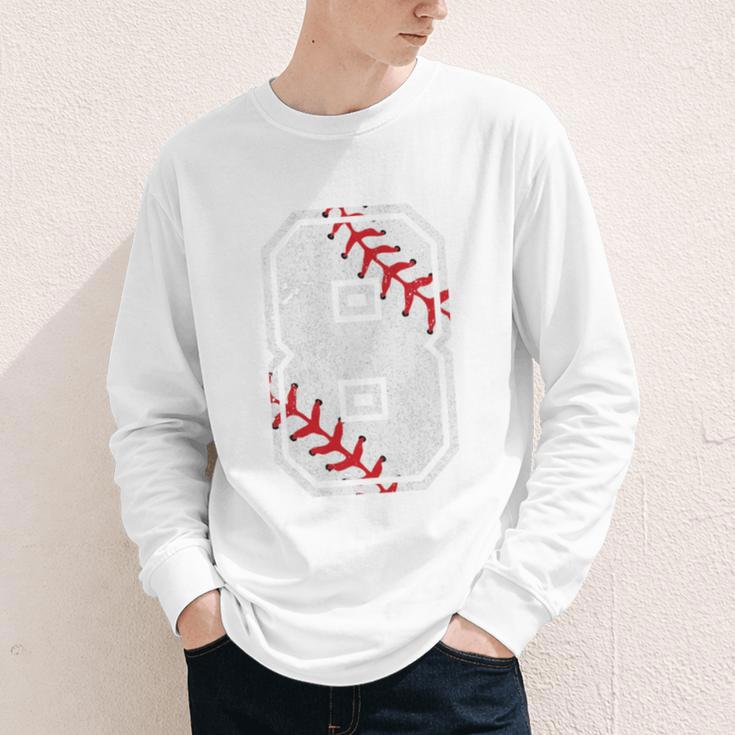 Vintage Baseball 8 Jersey Number 8 Youth Long Sleeve Tee Vintage Baseball 8 Jersey Number 8 Youth Long Sleeve Tee