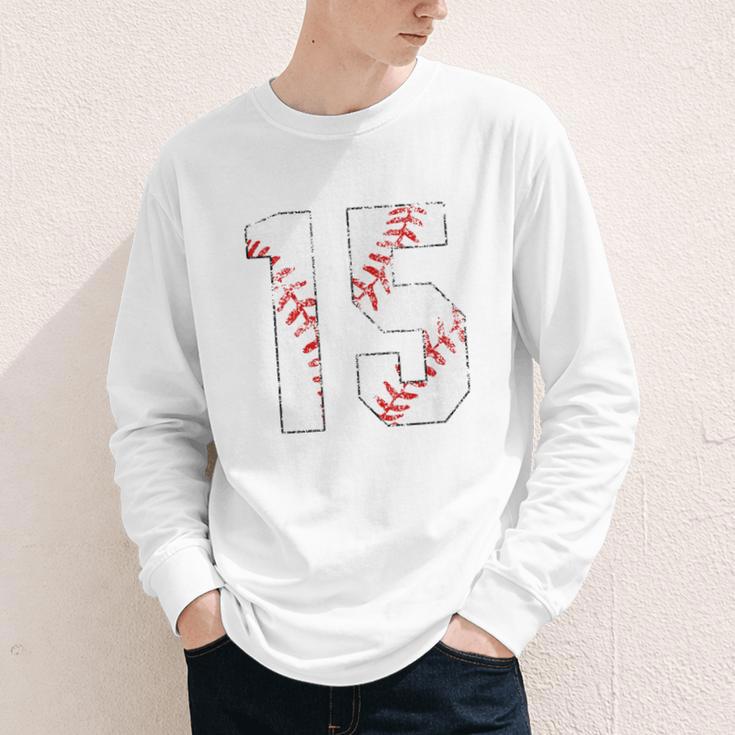 Vintage Distressed Baseball Number 15 Jersey Player Uniform Youth Long Sleeve Tee Vintage Distressed Baseball Number 15 Jersey Player Uniform Youth Long Sleeve Tee