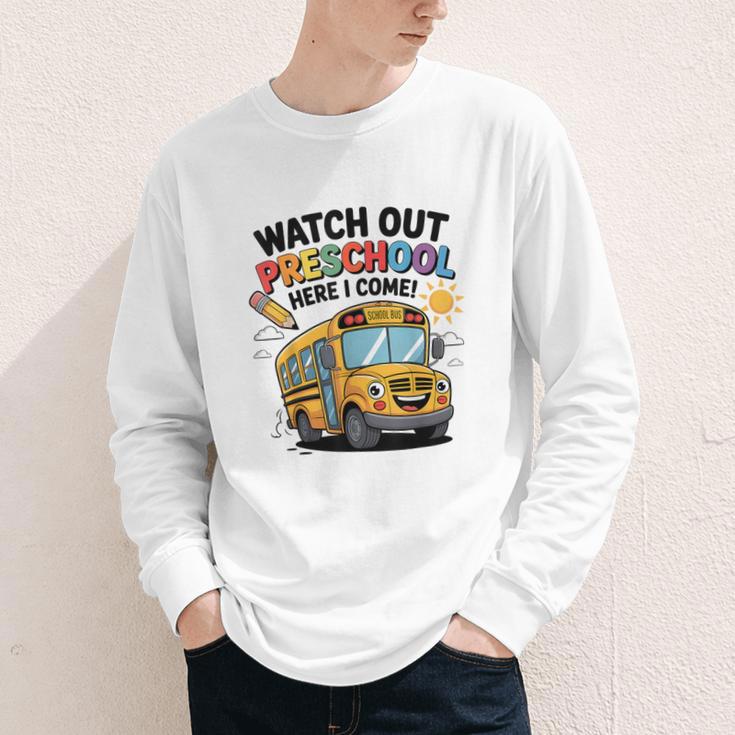 Watch Out Preschool Here I Come Preschool Back To School Youth Long Sleeve Tee Watch Out Preschool Here I Come Preschool Back To School Youth Long Sleeve Tee