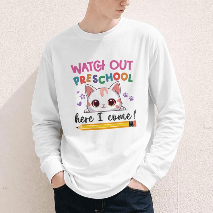 Watch Out Preschool Here I Come Girls Back To School Performance Youth Long Sleeve Tee Watch Out Preschool Here I Come Girls Back To School Performance Youth Long Sleeve Tee