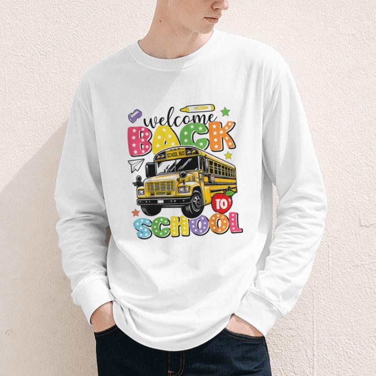 Welcome Back To School Bus Happy First Day Of School Student Youth Long Sleeve Tee Welcome Back To School Bus Happy First Day Of School Student Youth Long Sleeve Tee