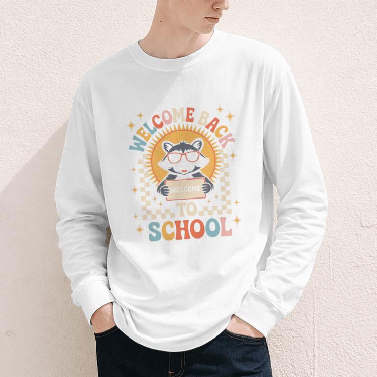 Welcome Back To School Raccoon First Day Of School Checkered Premium Tri-Blend Youth Long Sleeve Tee Welcome Back To School Raccoon First Day Of School Checkered Premium Tri-Blend Youth Long Sleeve Tee