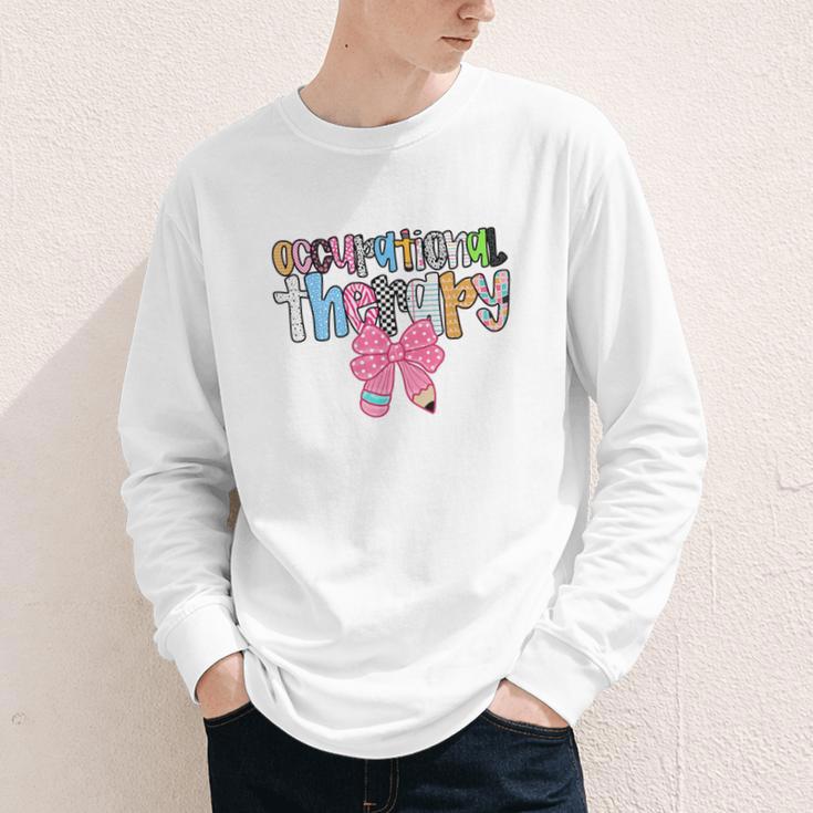 Women Occupational Therapy OT Pencil Bow Back To School COTA Youth Long Sleeve Tee