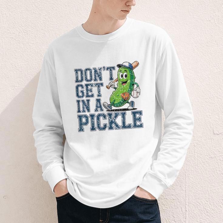Youth Baseball Catcher Humor Don’t Get In A Pickle Youth Long Sleeve Tee Youth Baseball Catcher Humor Don’t Get In A Pickle Youth Long Sleeve Tee