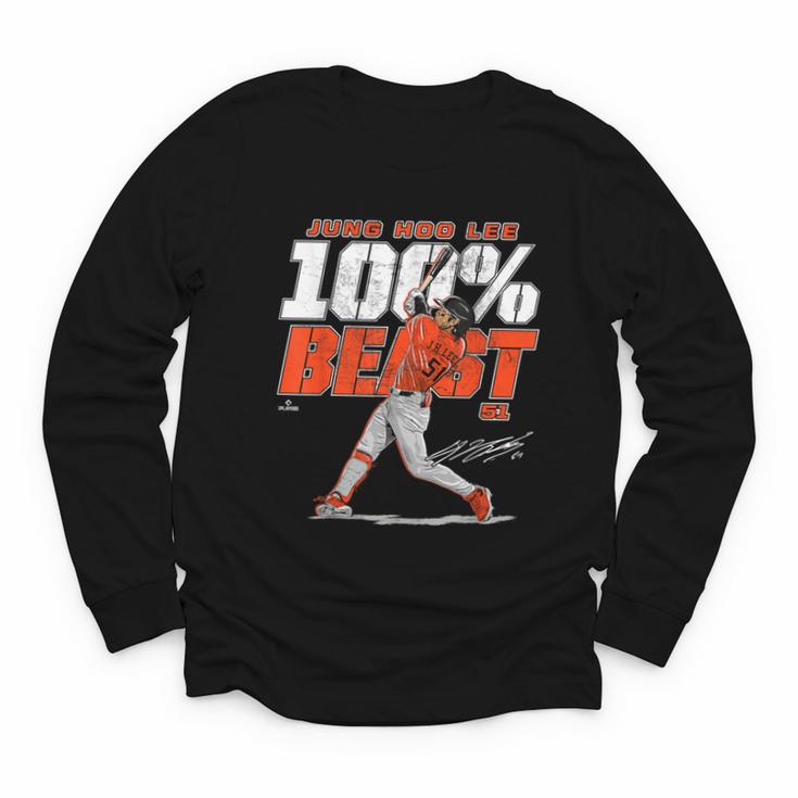 100 Beast Jung Hoo Lee San Francisco Baseball MLBPA Youth Long Sleeve Tee