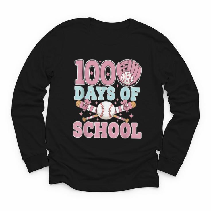 100 Days Of School Baseball 100th Day Of School Girls Youth Long Sleeve Tee