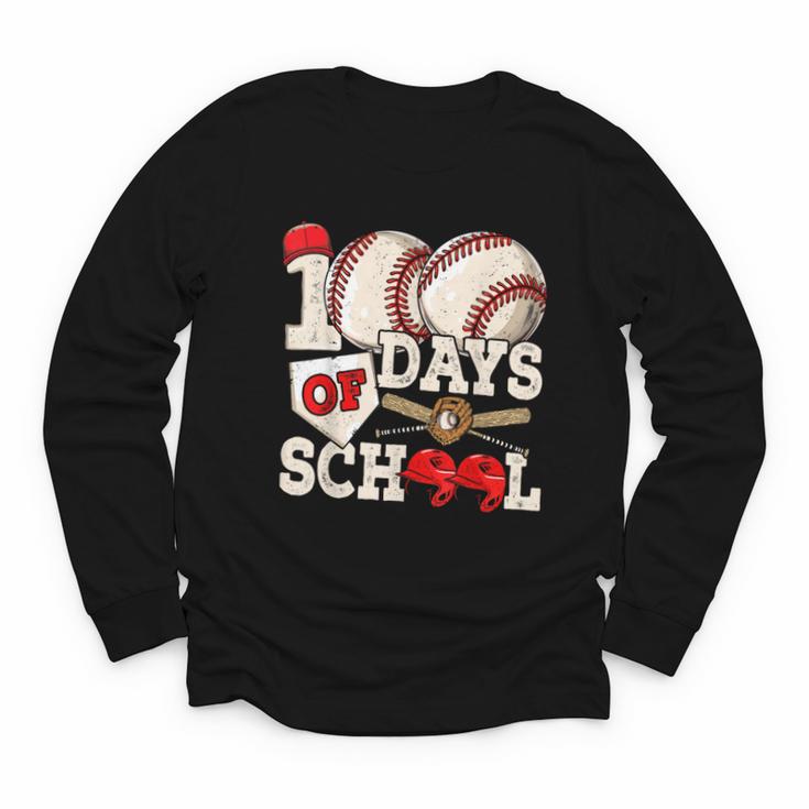 100 Days Of School Baseball 100th Day Of School Kids Teacher Youth Long Sleeve Tee