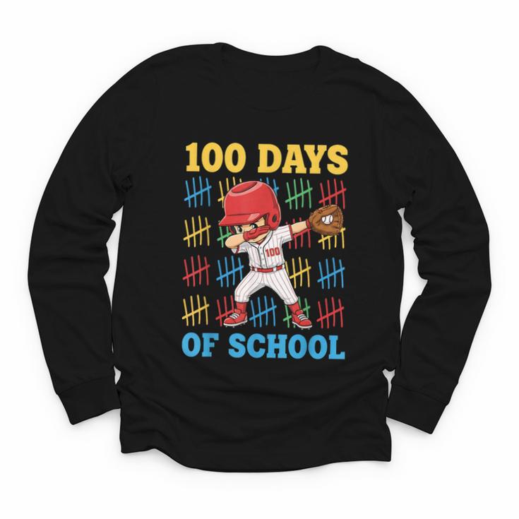 100 Days Of School Baseball Bat 100th Day Of School Boys Youth Long Sleeve Tee