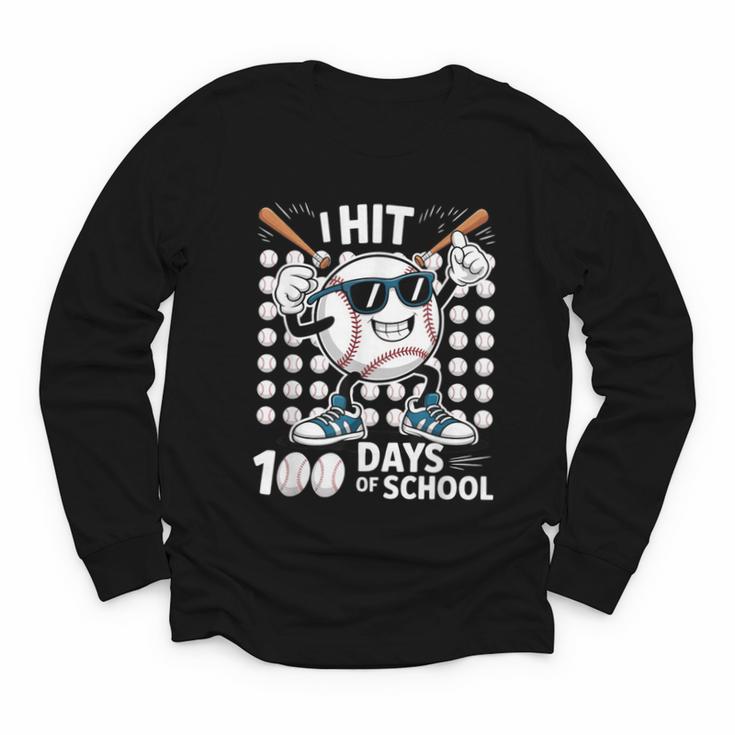100 Days Of School Baseball Bat 100th Day Of School Youth Long Sleeve Tee