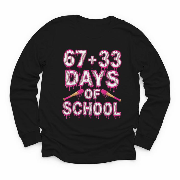 100 Days Of School Baseball Boys Six Seven Drip 100th Day Youth Long Sleeve Tee
