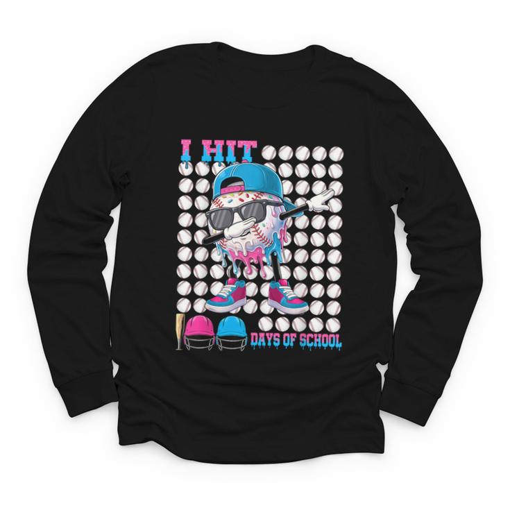 100 Days Of School Baseball Drip Boys Kids 100th Day School Youth Long Sleeve Tee
