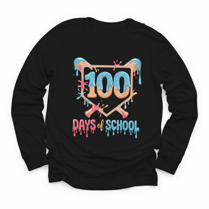 100 Days Of School Baseball Drip 100 Days Of School Youth Long Sleeve Tee