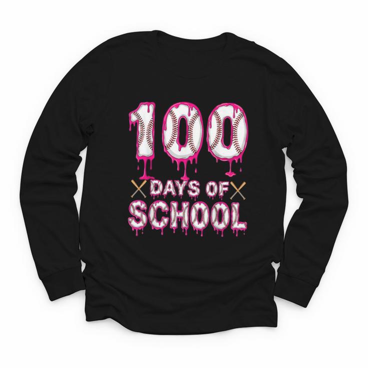 100 Days Of School Baseball Ice Cream Drip 100th Day Boys Youth Long Sleeve Tee