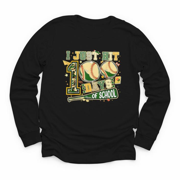 100 Days Of School Baseball I Just Hit 100 Days Boy COUNSELO Youth Long Sleeve Tee