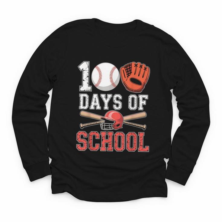 100 Days Of School Baseball Player Teacher Student Youth Long Sleeve Tee