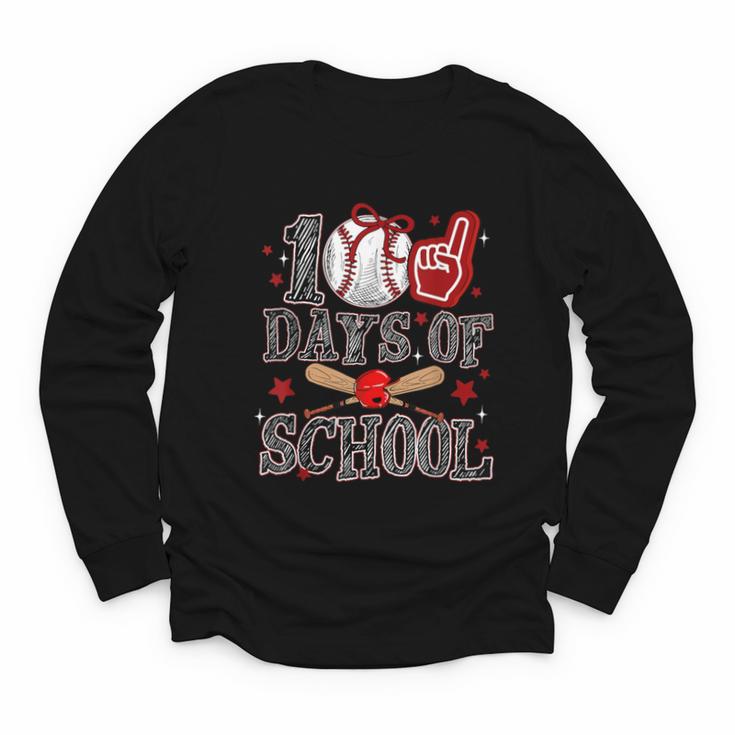 100 Days Of School Baseball Teacher 100 Days Smarter Student Youth Long Sleeve Tee