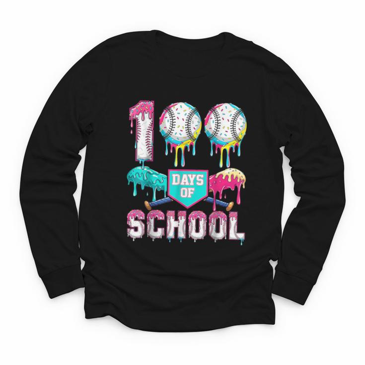 100 Days Of School Boys Kids 100th Day Of School Baseball Youth Long Sleeve Tee