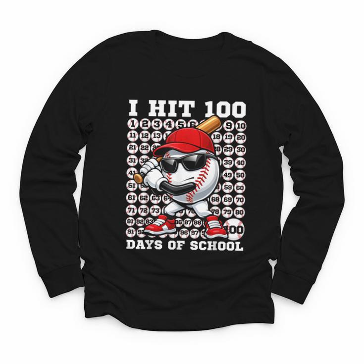100 Days Of School Retro Baseball Sport For Boys Teachers Youth Long Sleeve Tee