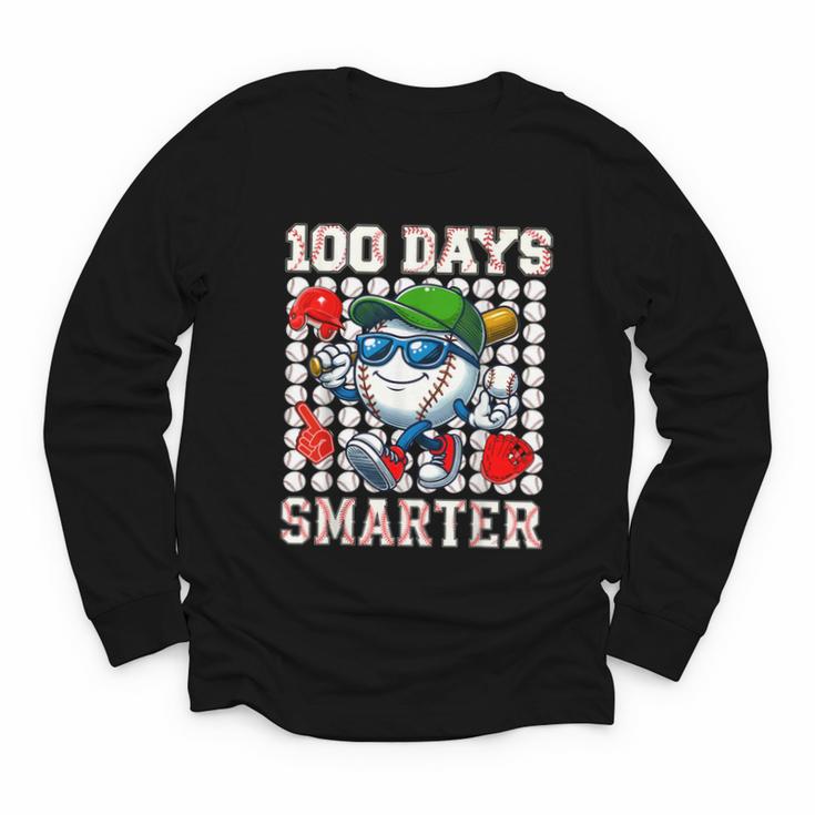 100 Days Smarter Baseball 100 Days Of School Boy Girl Kid Youth Long Sleeve Tee