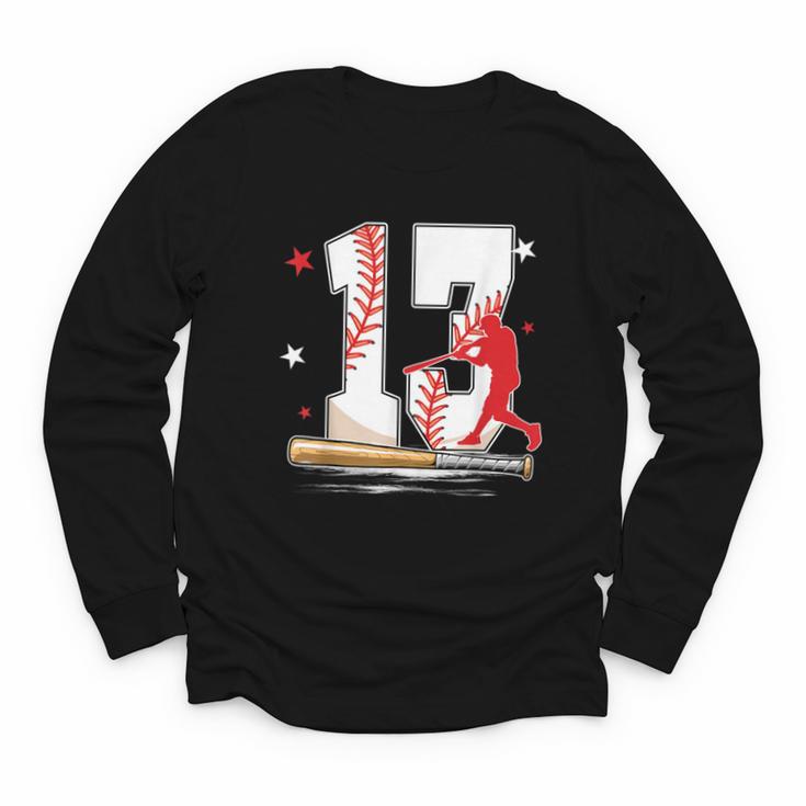 13 Years Old Baseball Birthday Boy 13th Bday Party Youth Long Sleeve Tee