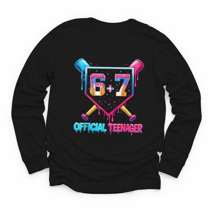 13th Birthday Official Teenager 67 Baseball Drip Boys Youth Long Sleeve Tee