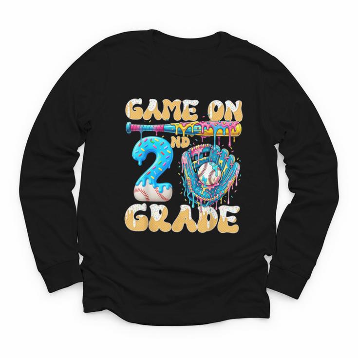 2nd Grade Back To School Baseball Drip Ice Cream Game On Youth Long Sleeve Tee