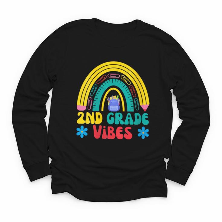 2nd Grade Vibes Back To School Rainbow Second Grade Youth Long Sleeve Tee