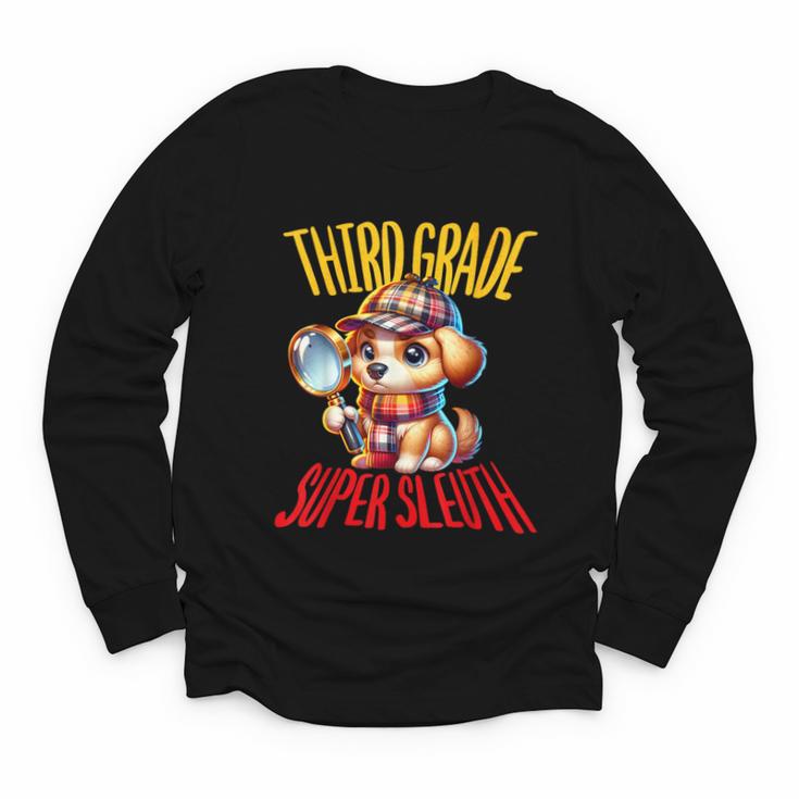 3rd Grade Super Sleuth Dog Detective Back To School Kids Youth Long Sleeve Tee