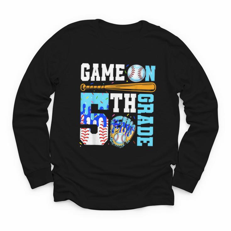 5th Grade Back To School Baseball Drip Ice Cream Game On Youth Long Sleeve Tee