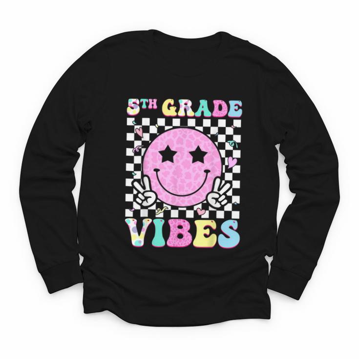 5th Grade Vibes Groovy Back To School Fifth Grade Girls Kids Youth Long Sleeve Tee