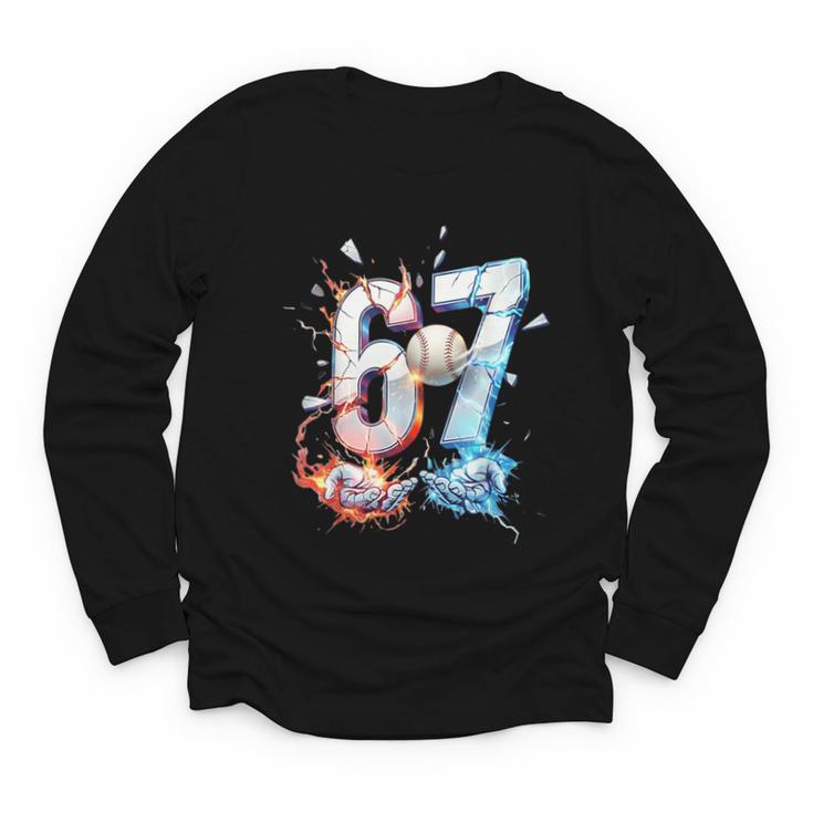 6 7 Baseball Six Seven Meme 67 Hands Kids Men Women Youth Long Sleeve Tee