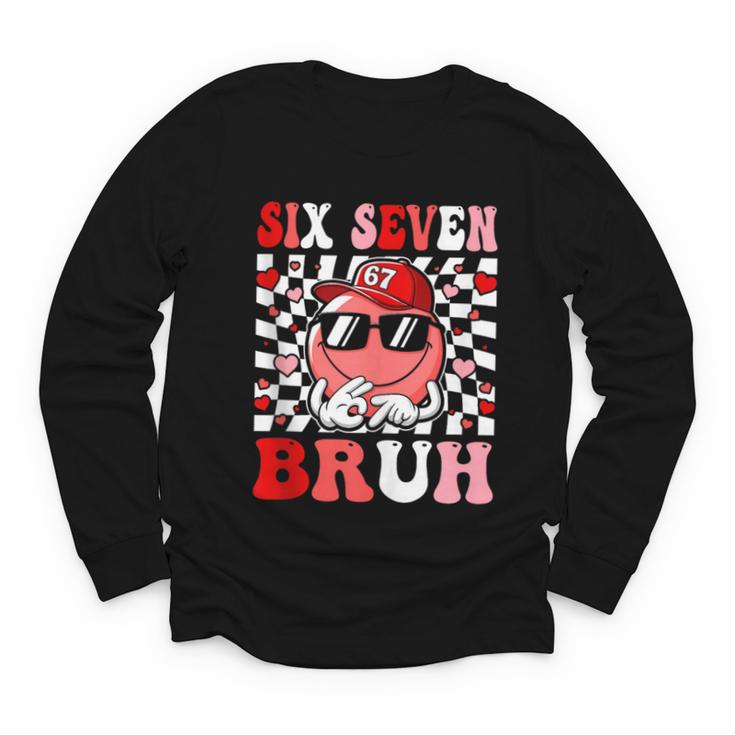 6 7 Bruh Six Seven Valentine Heart Baseball Youth Long Sleeve Tee
