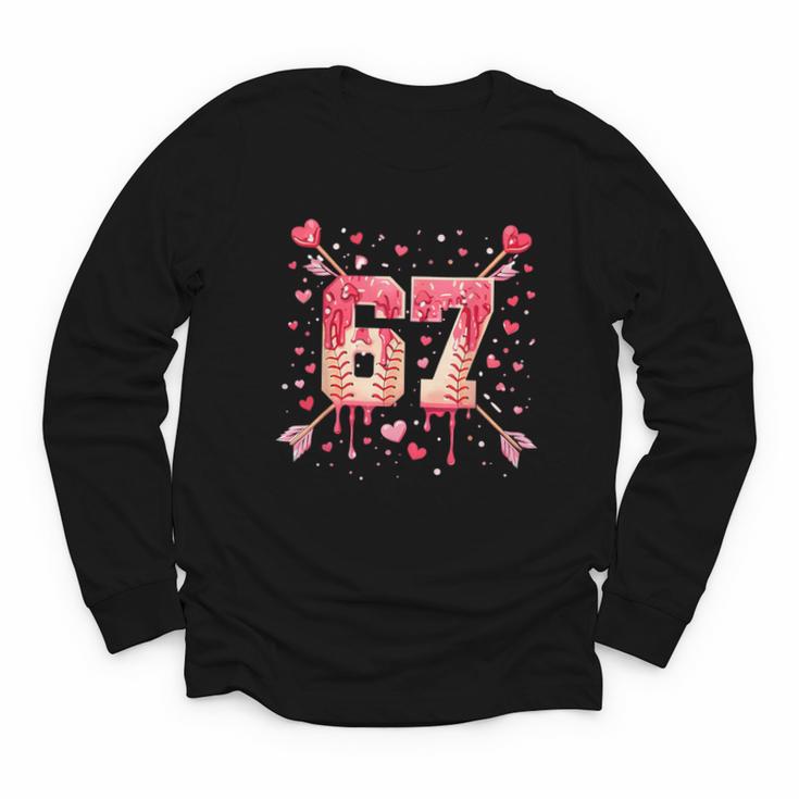 6 7 Melting Number Arrow Baseball Drip Valentine's Day Youth Long Sleeve Tee