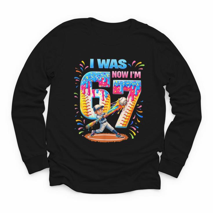 I Was 6 Now I'm 7 Baseball Birthday Boy For Teens Kids Youth Long Sleeve Tee