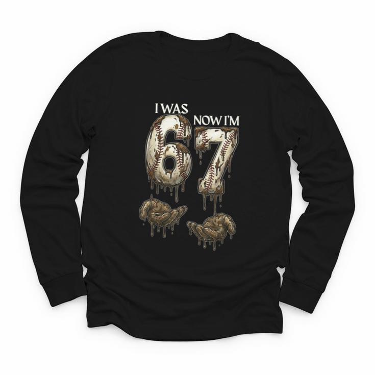 I Was 6 Now I'm 7 Baseball 6 7 Birthday Boys Girls Youth Long Sleeve Tee