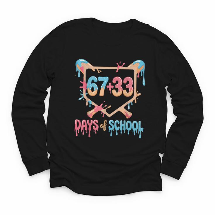 67 33 Days Of School Baseball Drip 100 Days Of School Youth Long Sleeve Tee