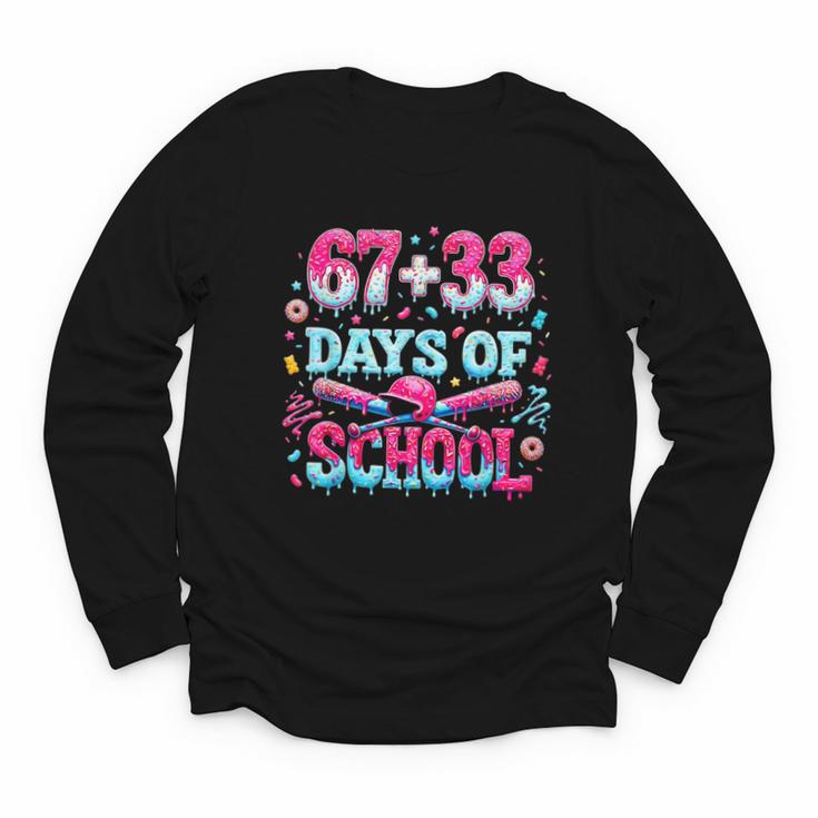 67 33 Days Of School Baseball Drip 100th Day Of School Boys Youth Long Sleeve Tee