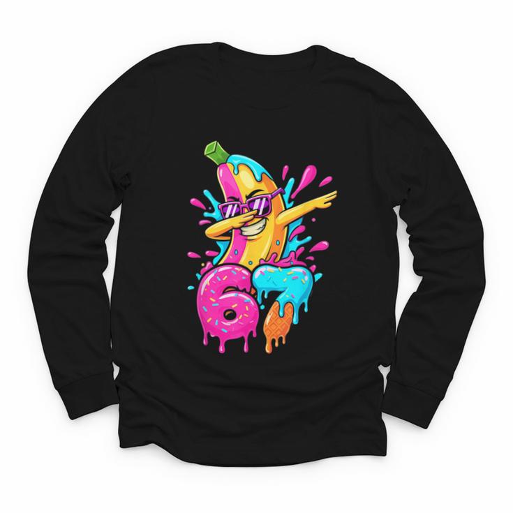 67 Baseball Dabbing Banana 6 7 Dripping Ice Cream Meme Youth Long Sleeve Tee