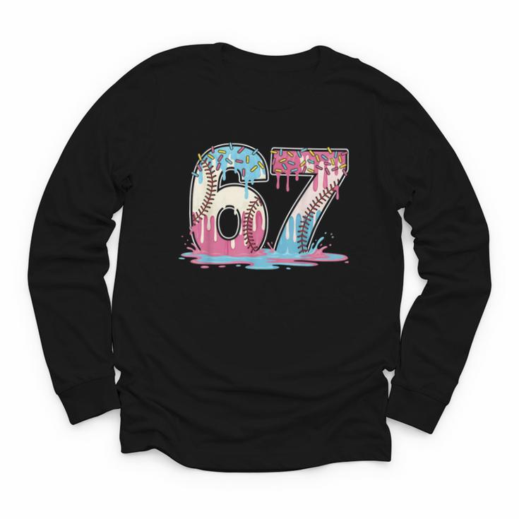 67 Baseball Ice Cream Drip Meme Six Seven Gen Alpha Youth Long Sleeve Tee