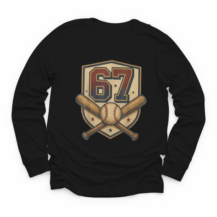67 Baseball Meme Vintage Sports Crest Retro 67 Player Youth Long Sleeve Tee 67 Baseball Meme Vintage Sports Crest Retro 67 Player Youth Long Sleeve Tee