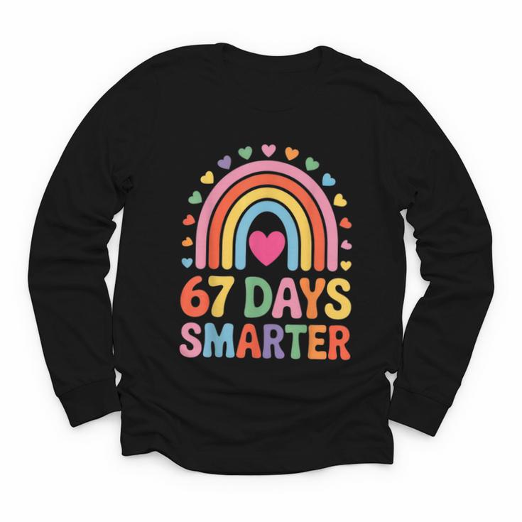 67 Days Smarter Rainbow For Back To School Kids Youth Long Sleeve Tee