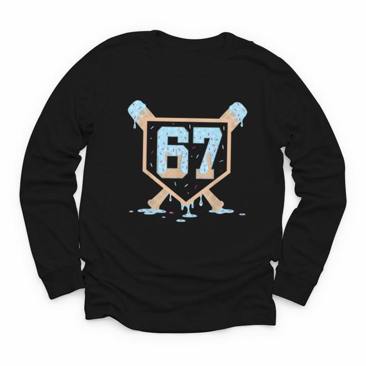 67 Ice Cream Drip Baseball Meme Six Seven Gen Alpha Youth Long Sleeve Tee