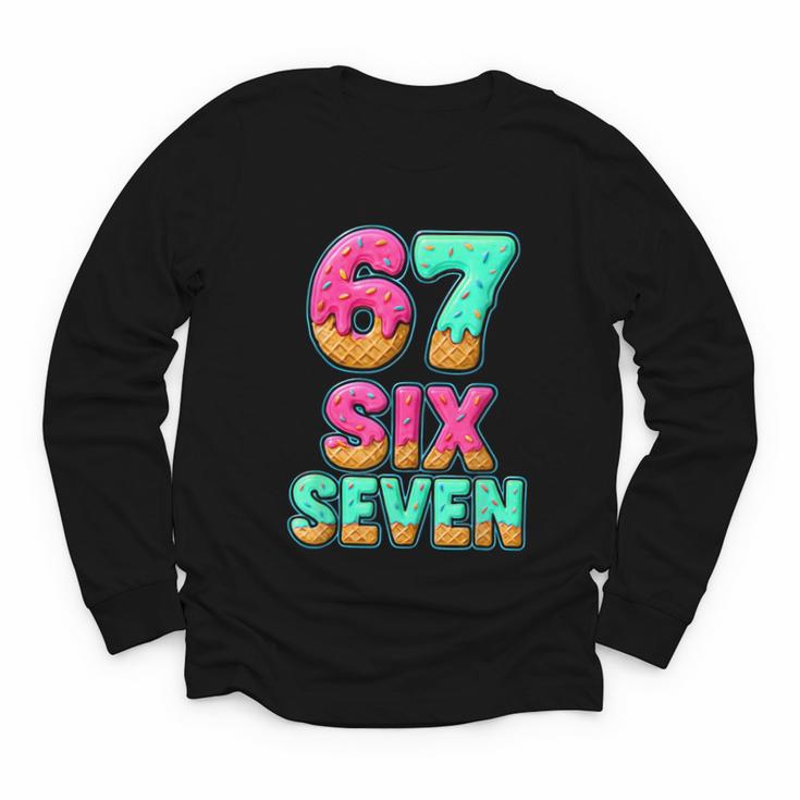 67 Ice Cream Drip Baseball Six Seven 6-7 Meme Teen Boy Youth Long Sleeve Tee