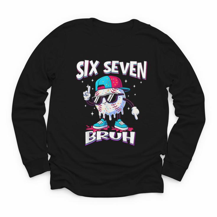 67 Meme Six Seven Baseball Ice Cream Drip Girls Boys Youth Long Sleeve Tee