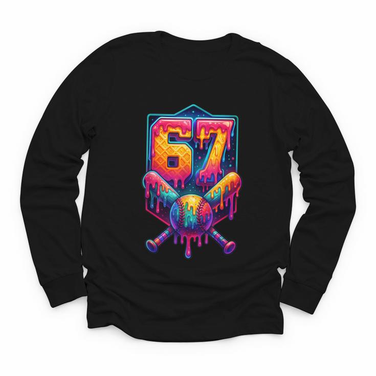 67 Meme Trendy Baseball Number 67 Player Six Seven Youth Long Sleeve Tee