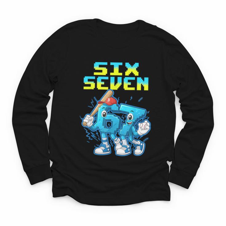 67 Six Seven 6-7 Italian Brainrot Kids Baseball Meme Youth Long Sleeve Tee