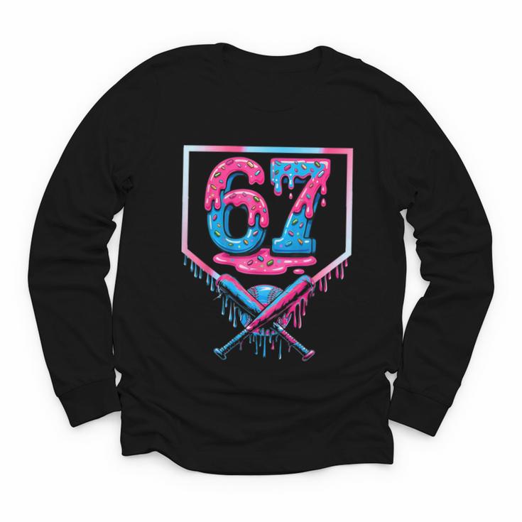 67 Six Seven Baseball Ice Cream Drip Cool Meme 67 Youth Long Sleeve Tee