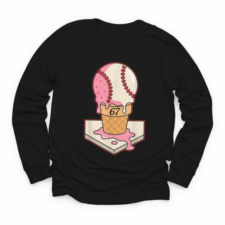 67 Tee Baseball Creamy Dripping Graphic Sixty-Seven Clothes Youth Long Sleeve Tee